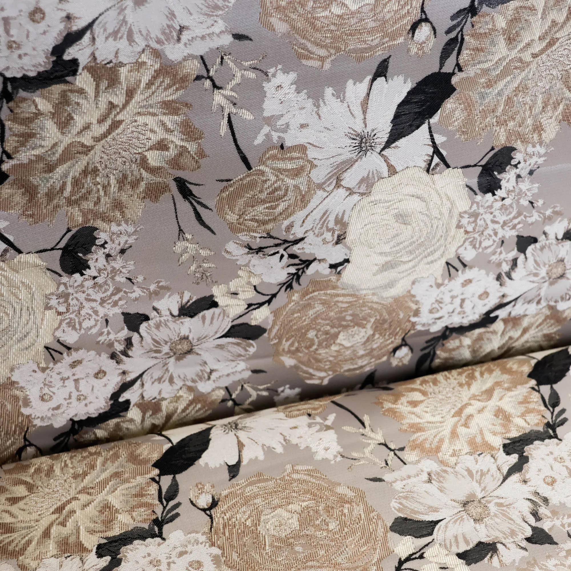Jacquard zilver met bloemen