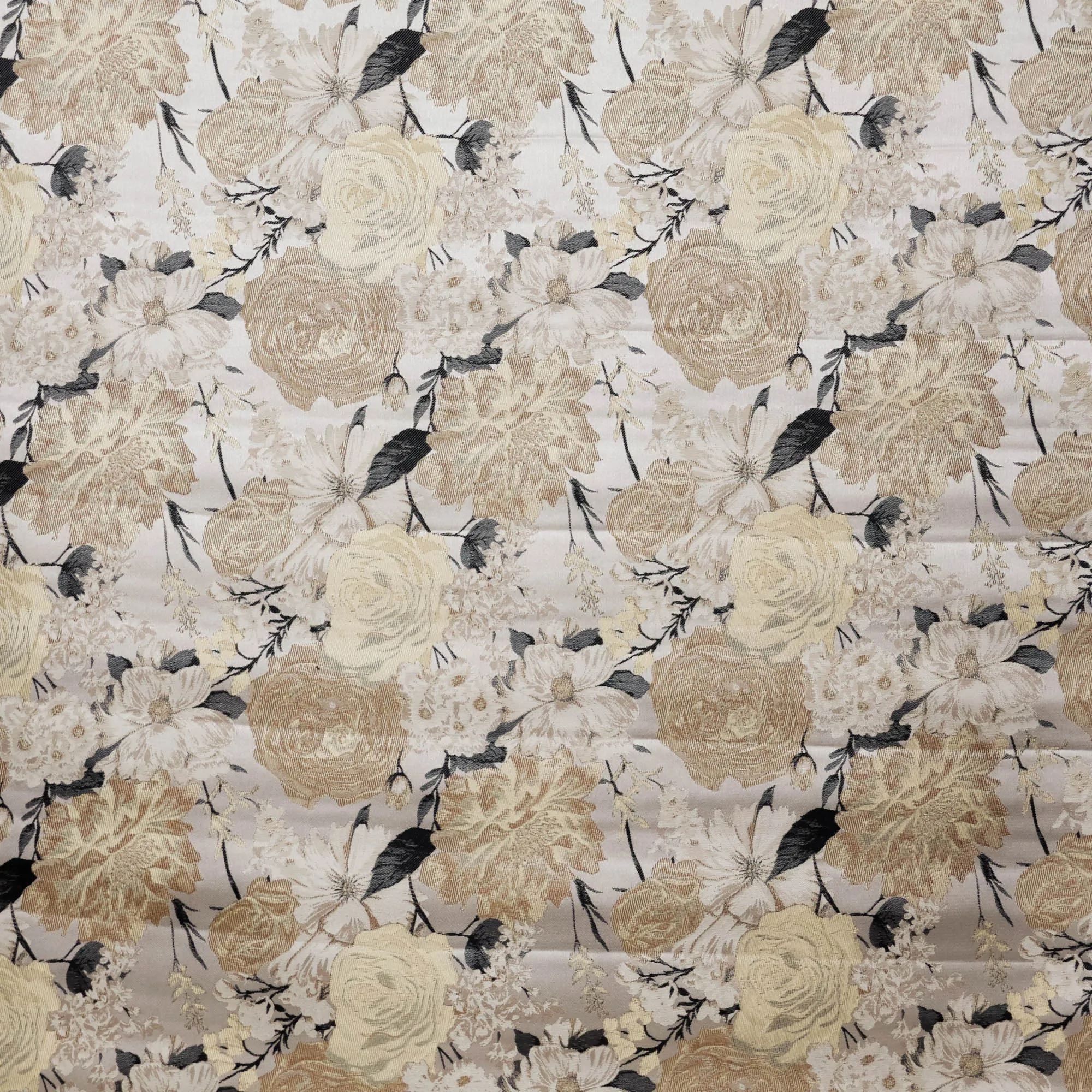 Jacquard zilver met bloemen