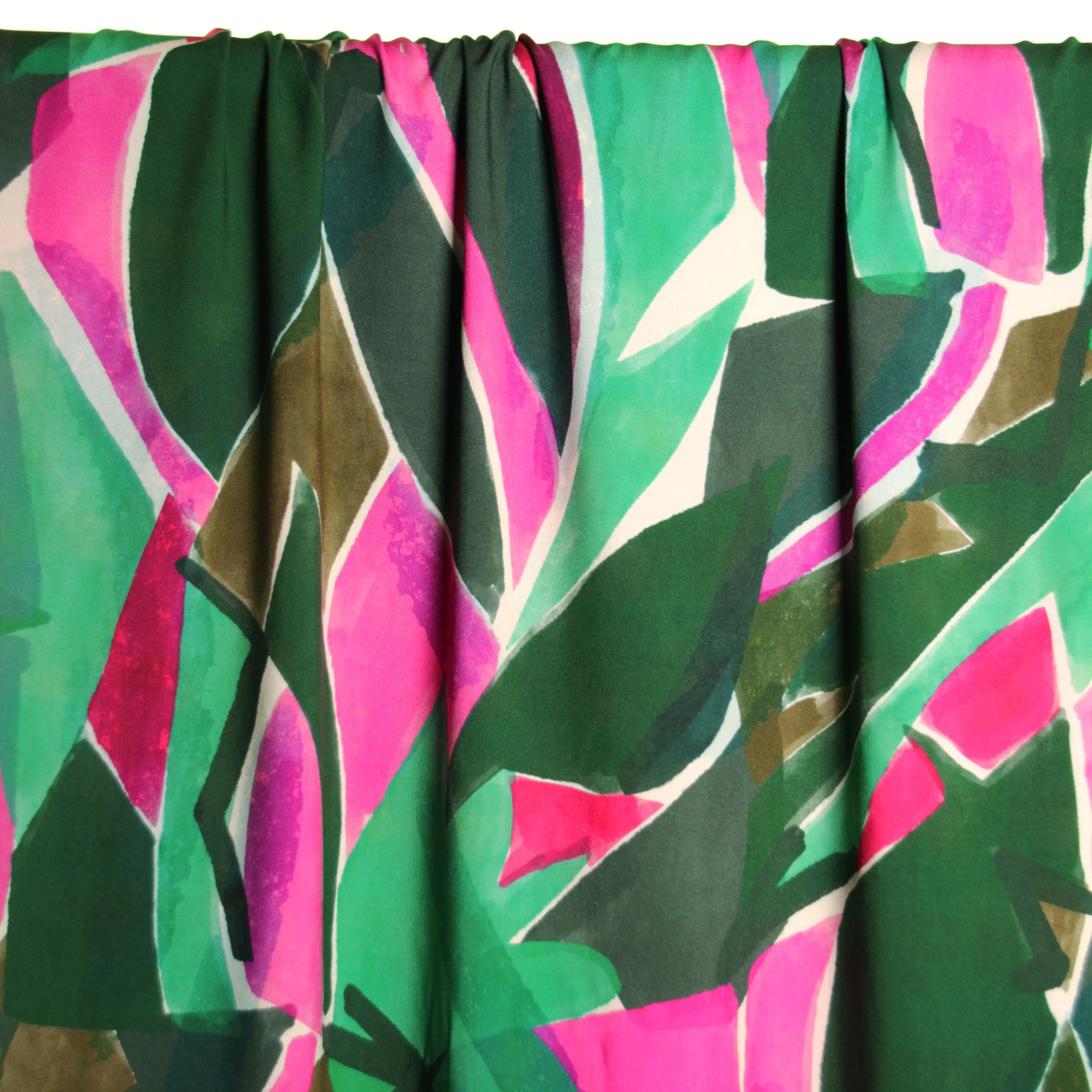 Viscose FSC met groene en fuchsia print - Atelier Jupe