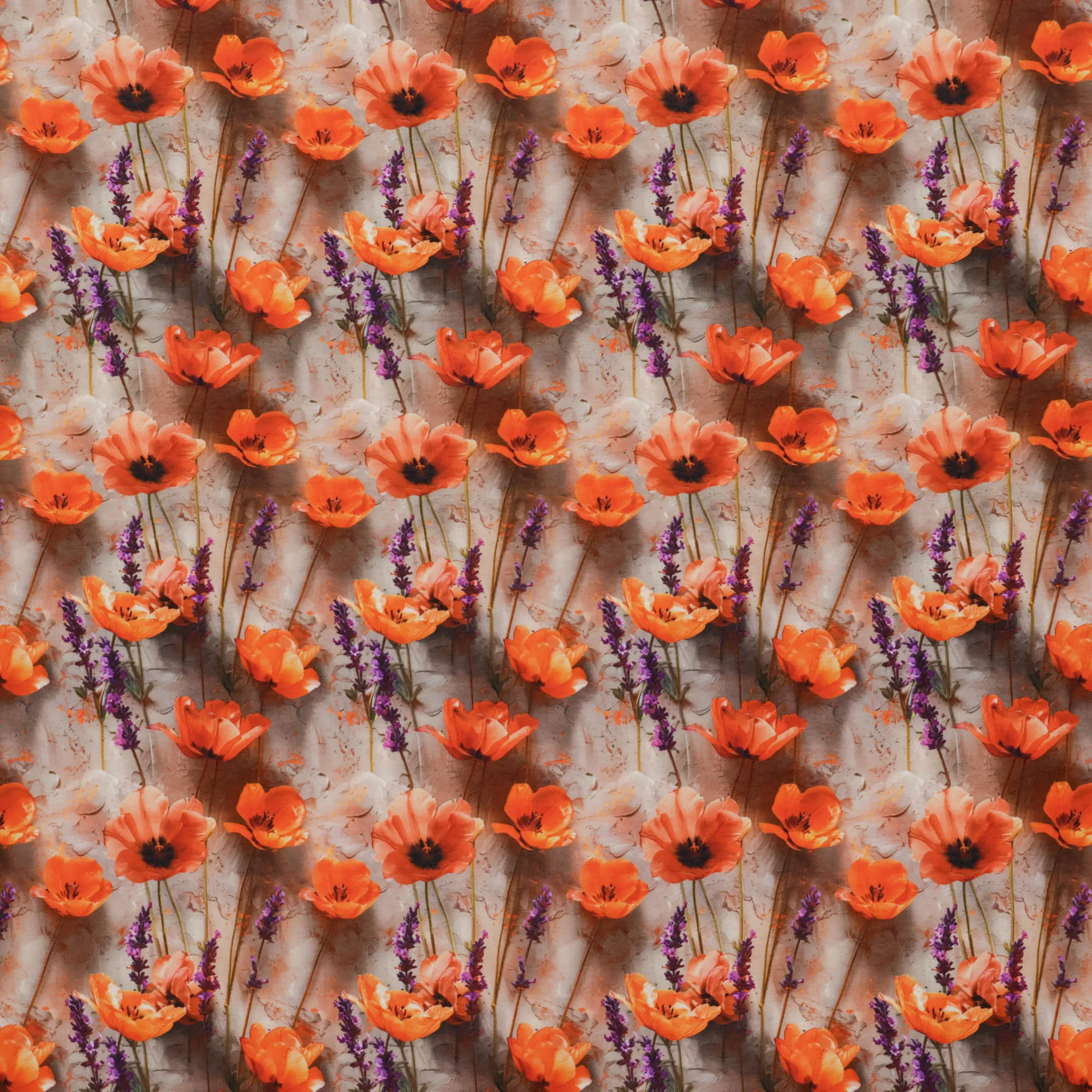 Tricot met klaprozen en lavendel