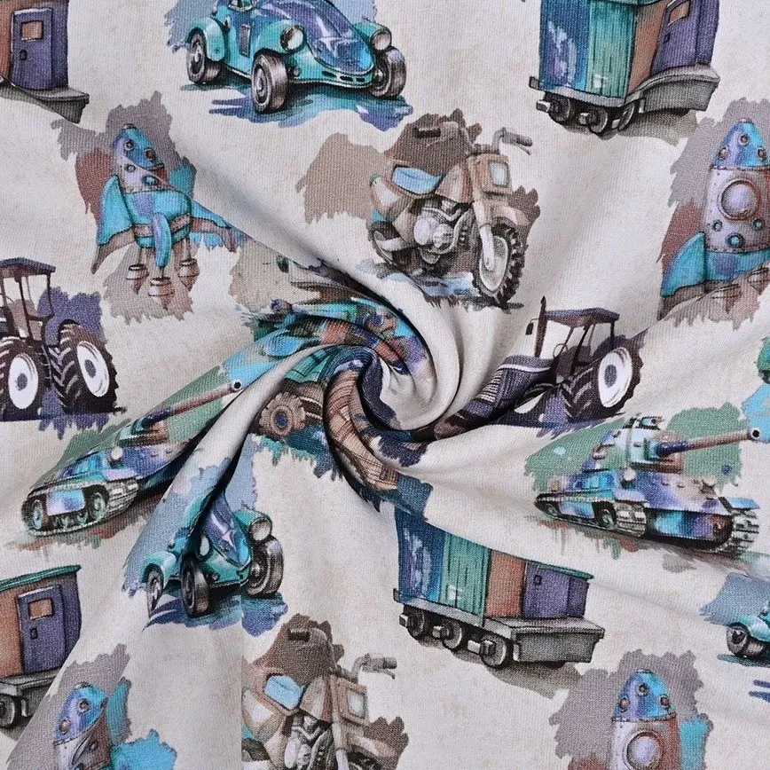 Tricot met voertuigen print