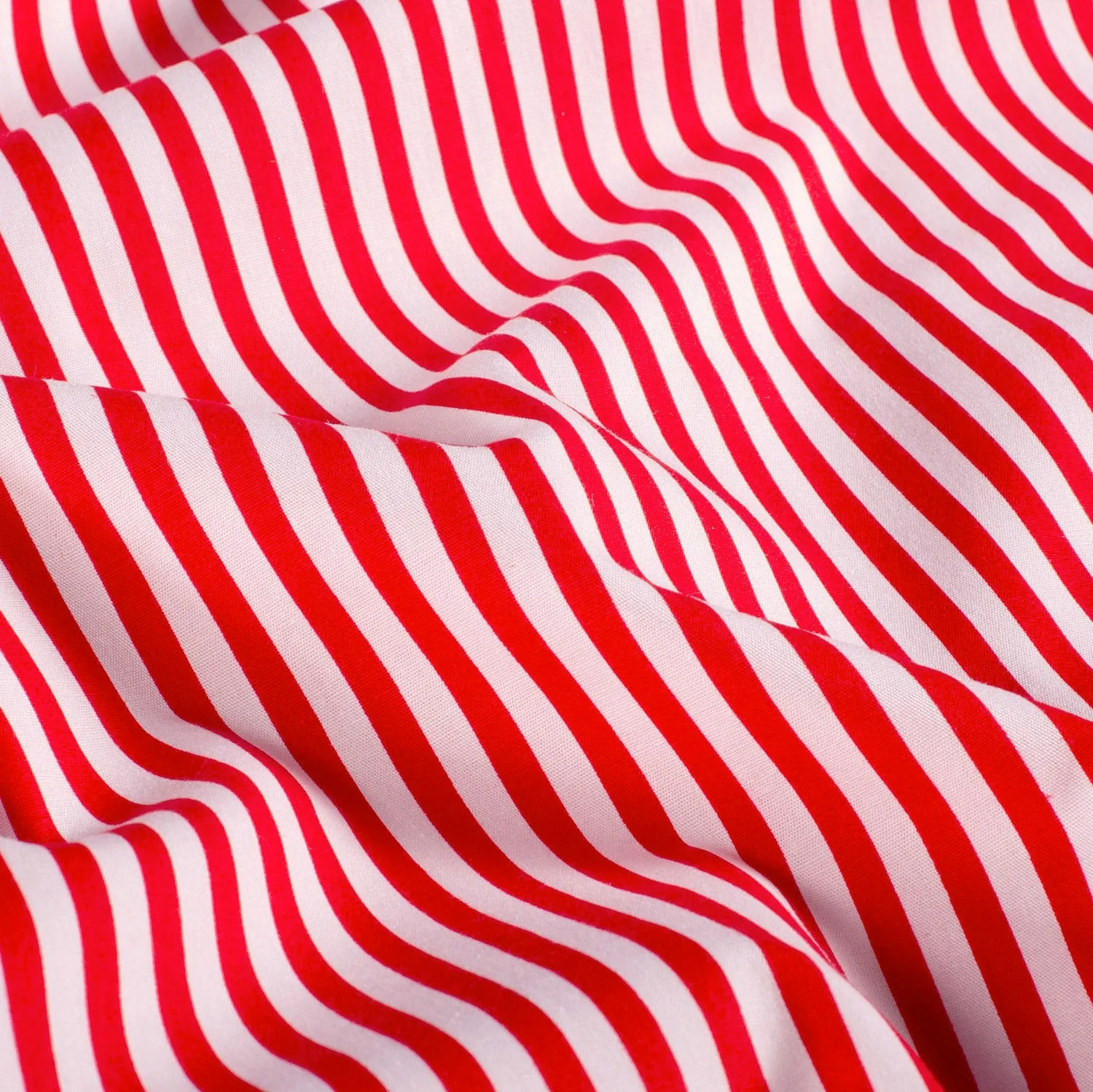 Katoen poplin stof bedrukt strepen rood