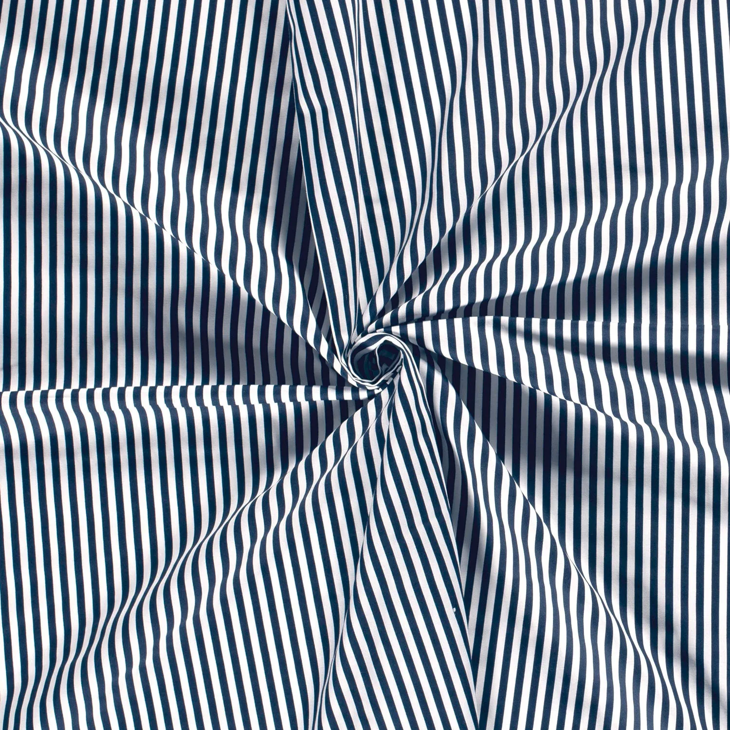 Katoen poplin stof bedrukt strepen marineblauw
