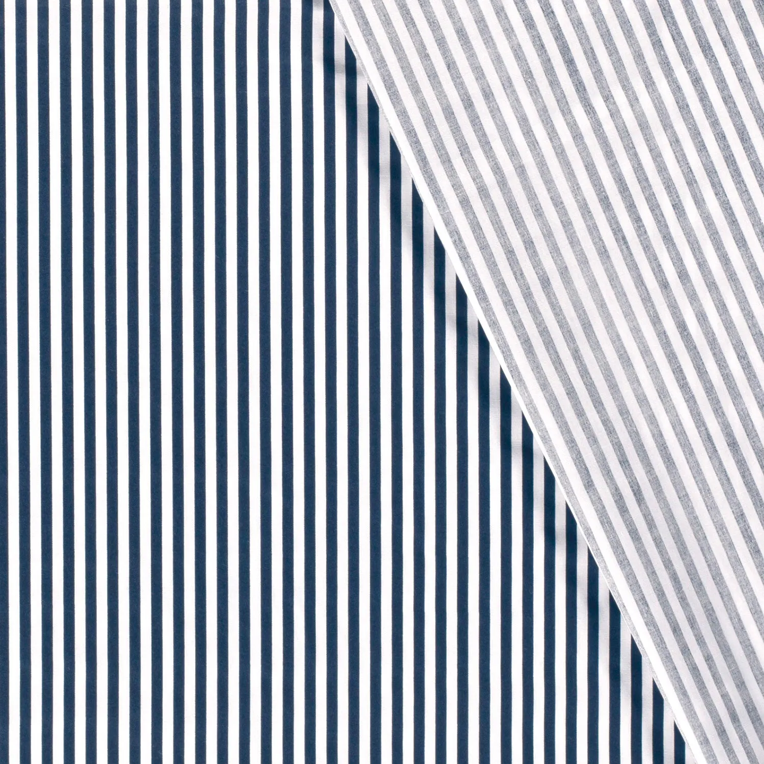 Katoen poplin stof bedrukt strepen marineblauw