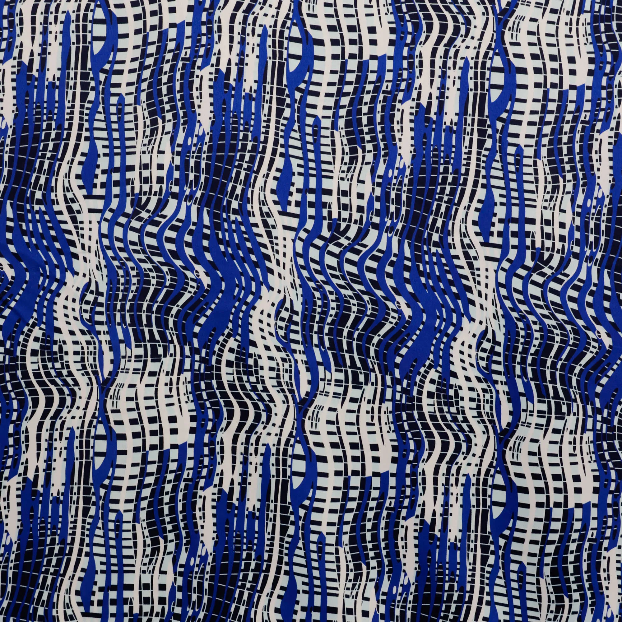 Viscose satijn blauw patroon