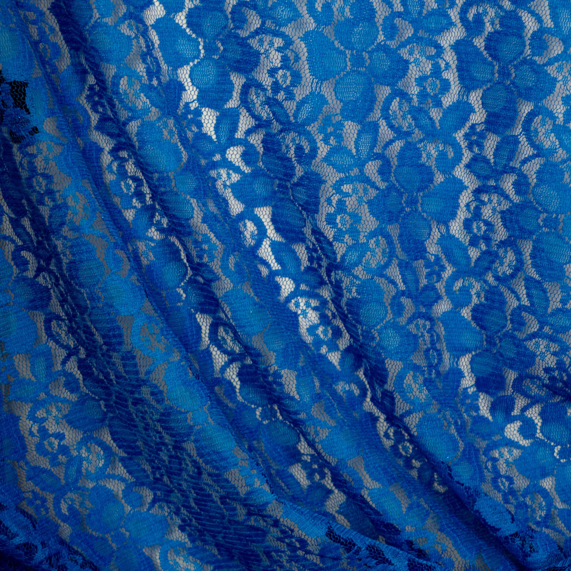 Kant blauw met bloemenpatroon en lichte glinstering