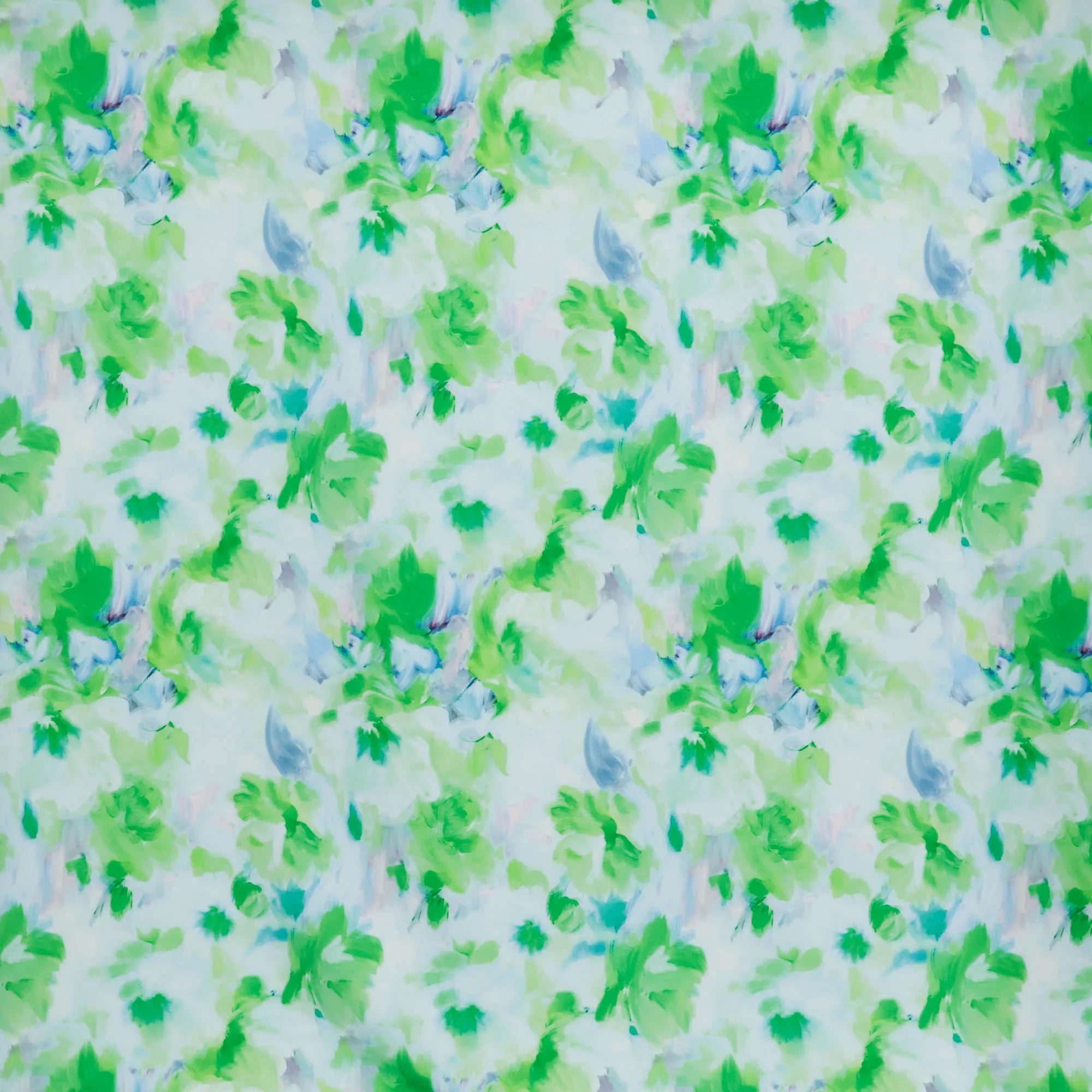 Polyester stretch met groene artistieke print