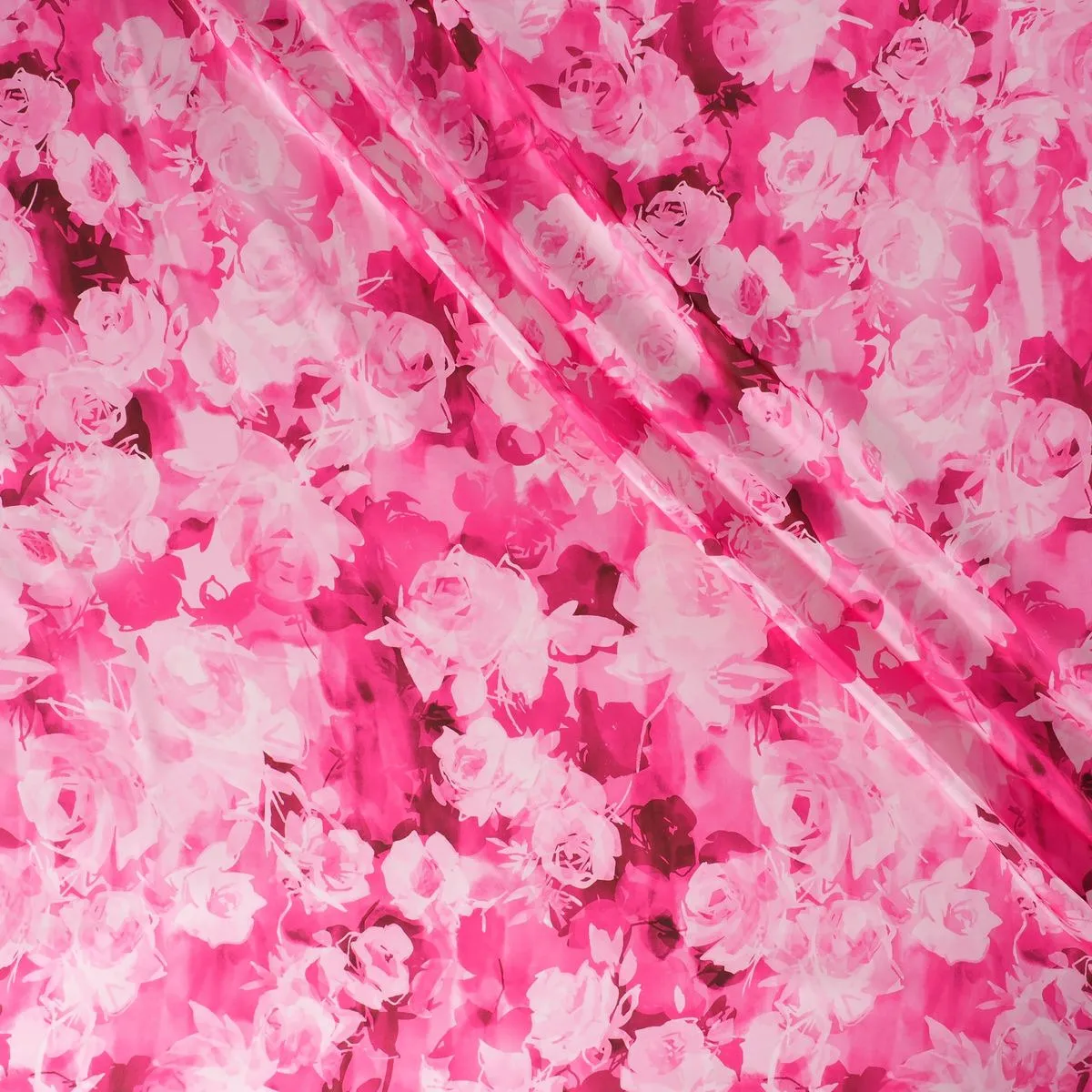 Gerecycleerd polyester roze met bloemenprint - Lorré