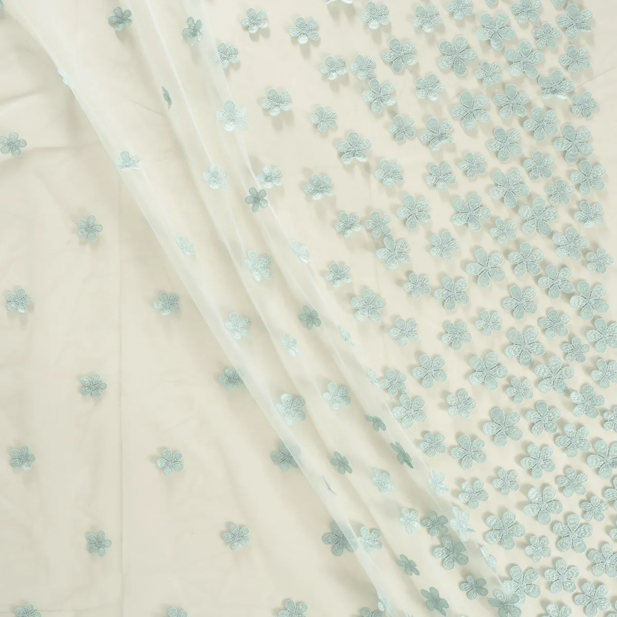 Tule broderie munt bloemen