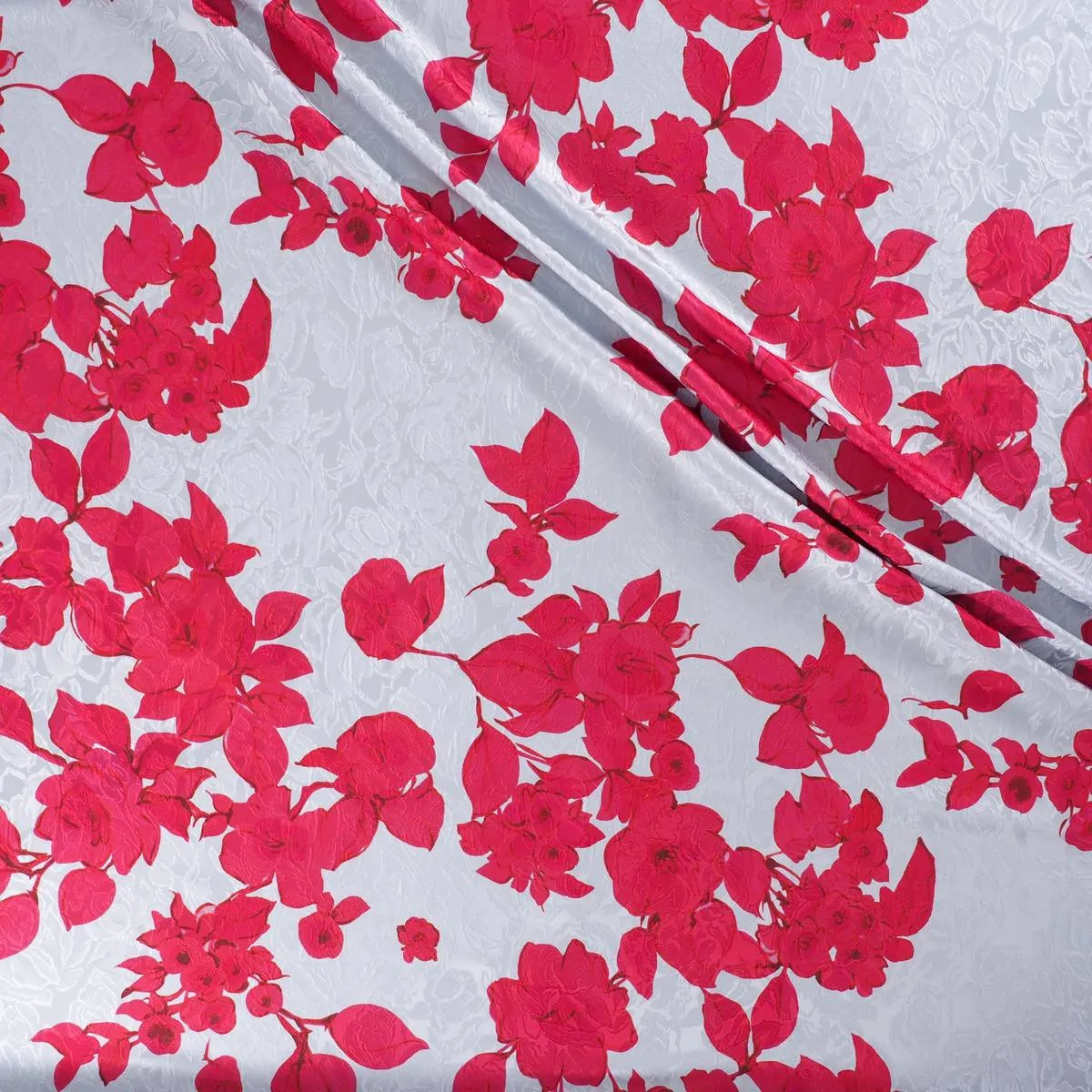 Polyester met rode bloemen - Lorré