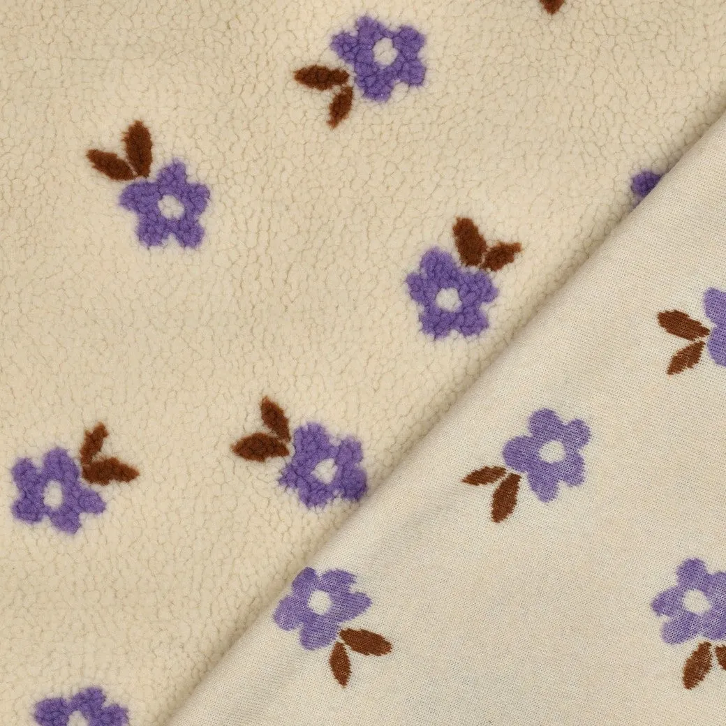 Teddy jacquard ecru met bloemen