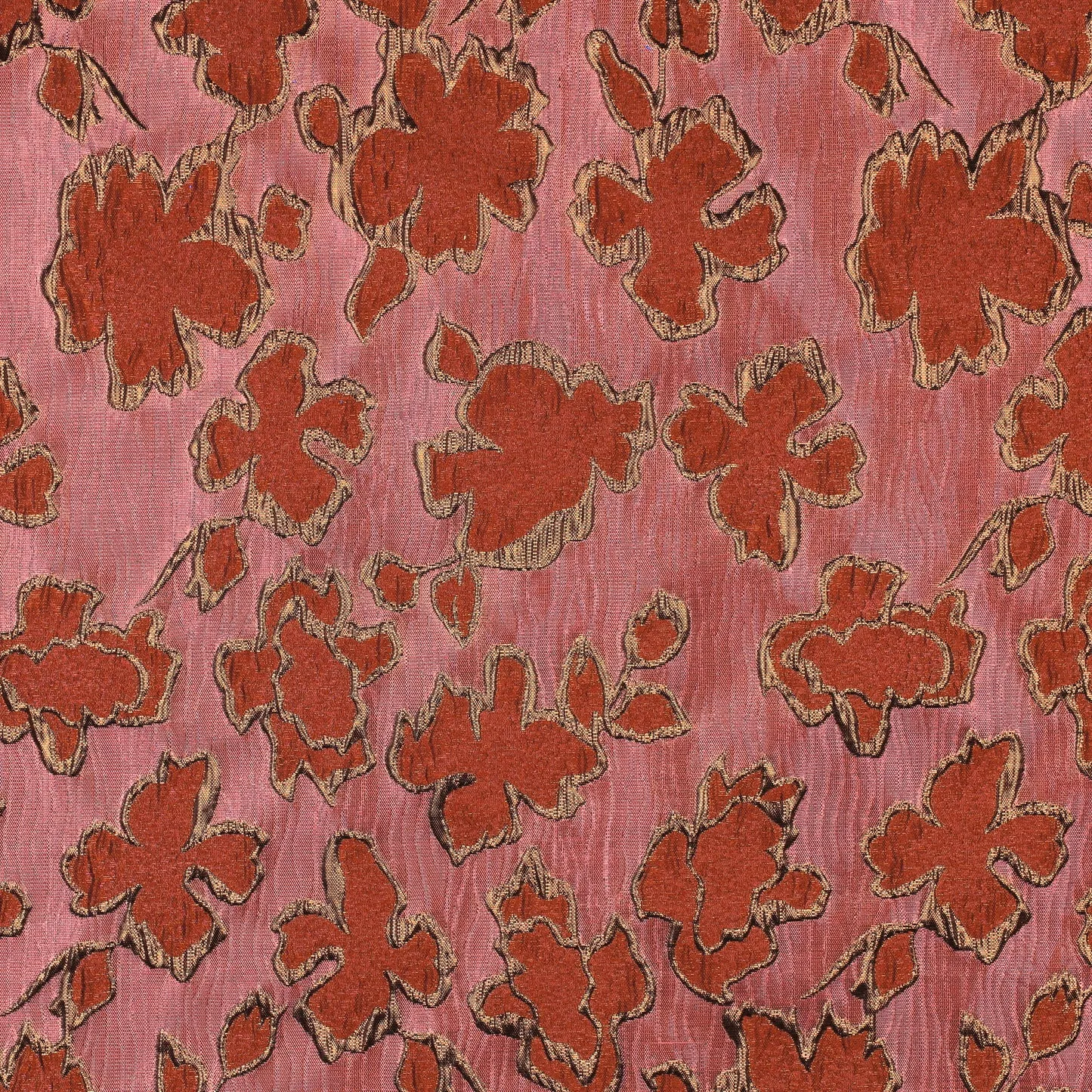 Jacquard glans roze met bloemen