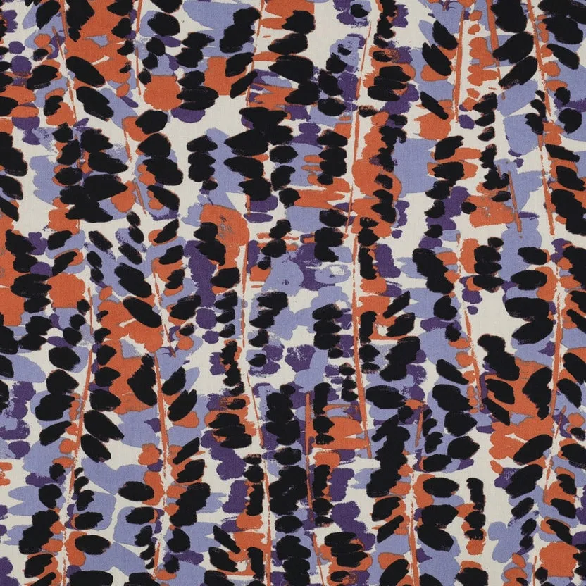 Katoen viscose abstract paars