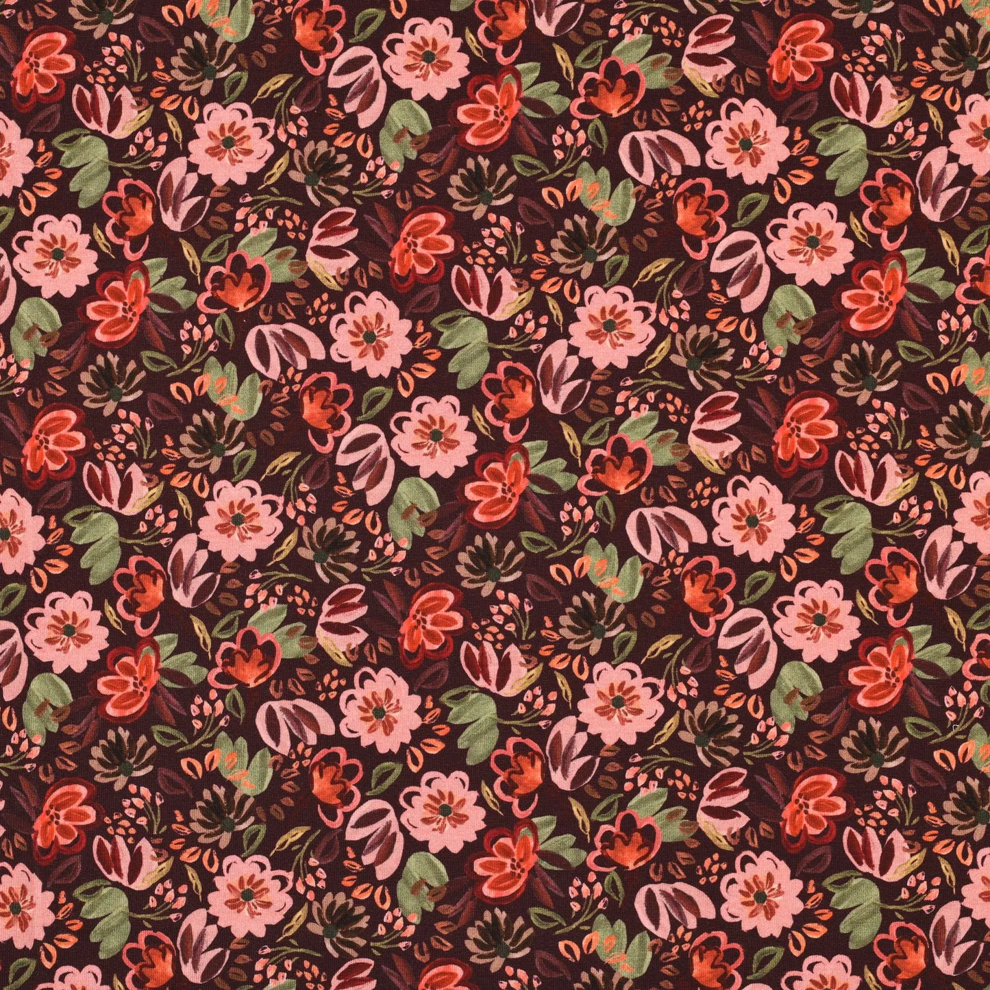 Tricot burgundy met bloemen
