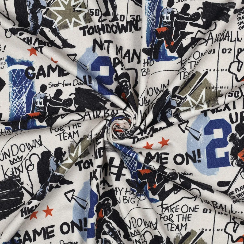 Sweater gebroken wit met sportprint