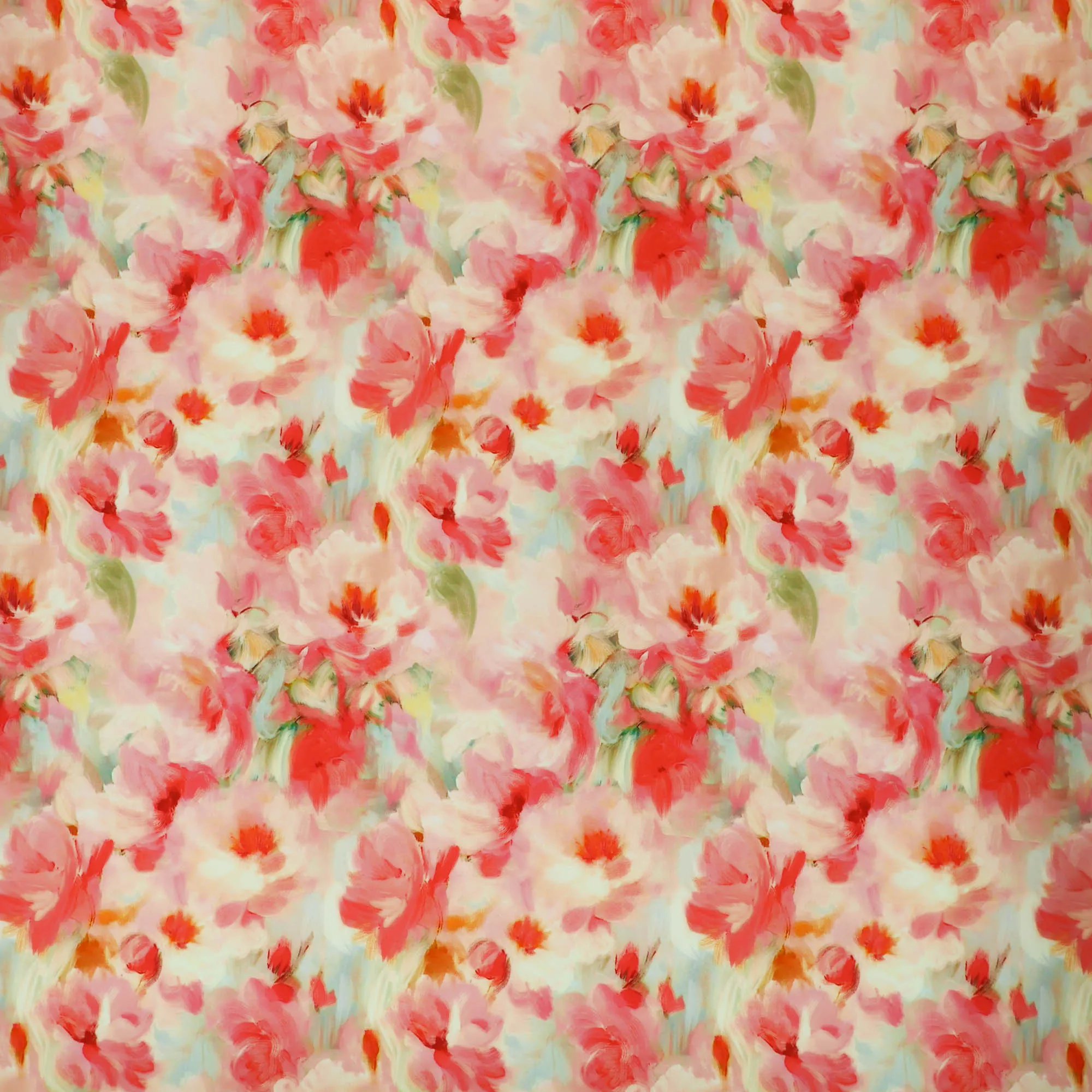 Polyester stretch met rode artistieke print
