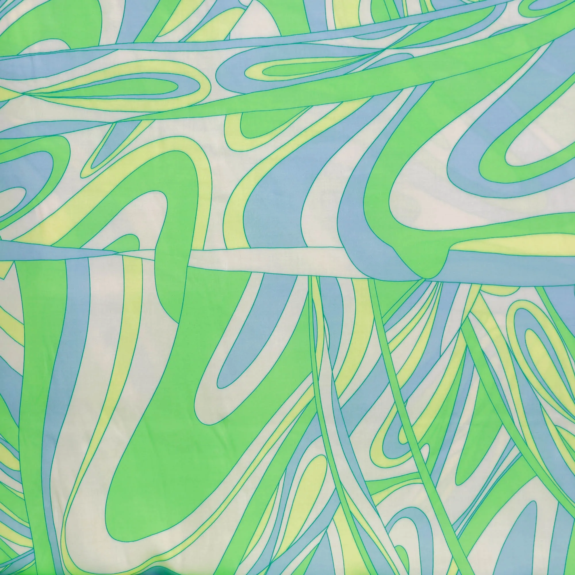 Viscose blauw groen abstracte print