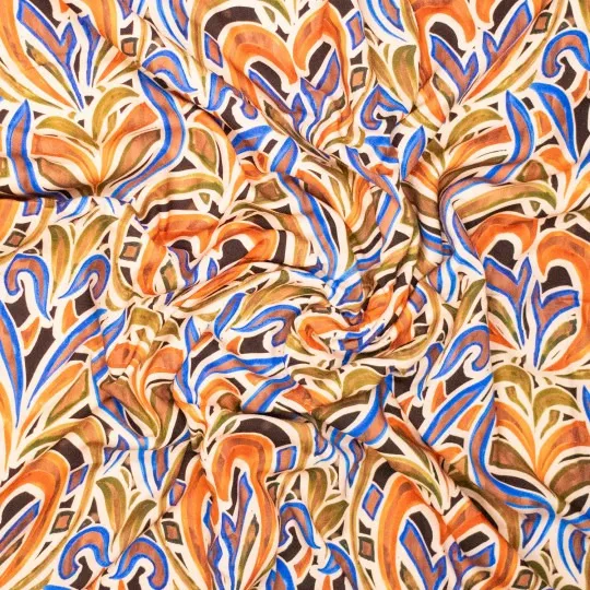 Viscose oranje abstracte print