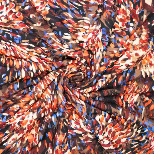 Viscose bruin abstracte print