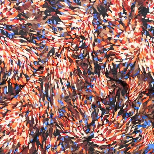Viscose bruin abstracte print