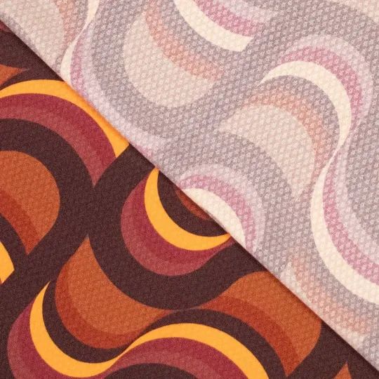 Viscose jacqaurd bruin abstracte print
