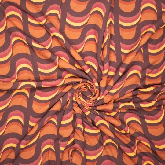 Viscose jacqaurd bruin abstracte print