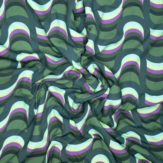 Viscose jacqaurd groen abstracte print