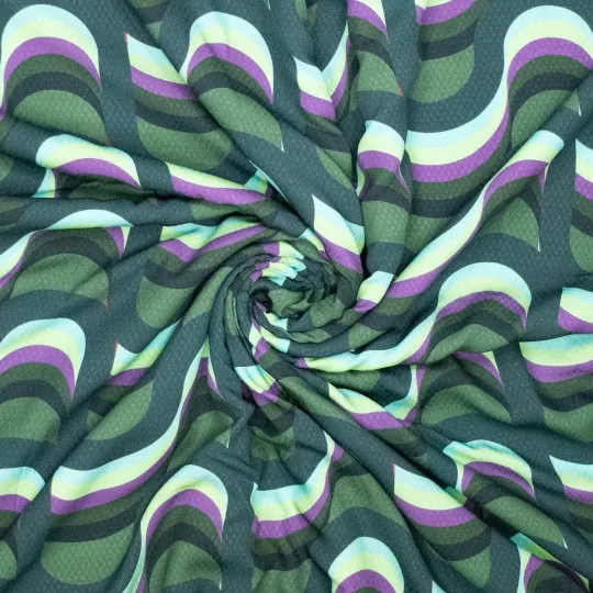 Viscose jacqaurd groen abstracte print