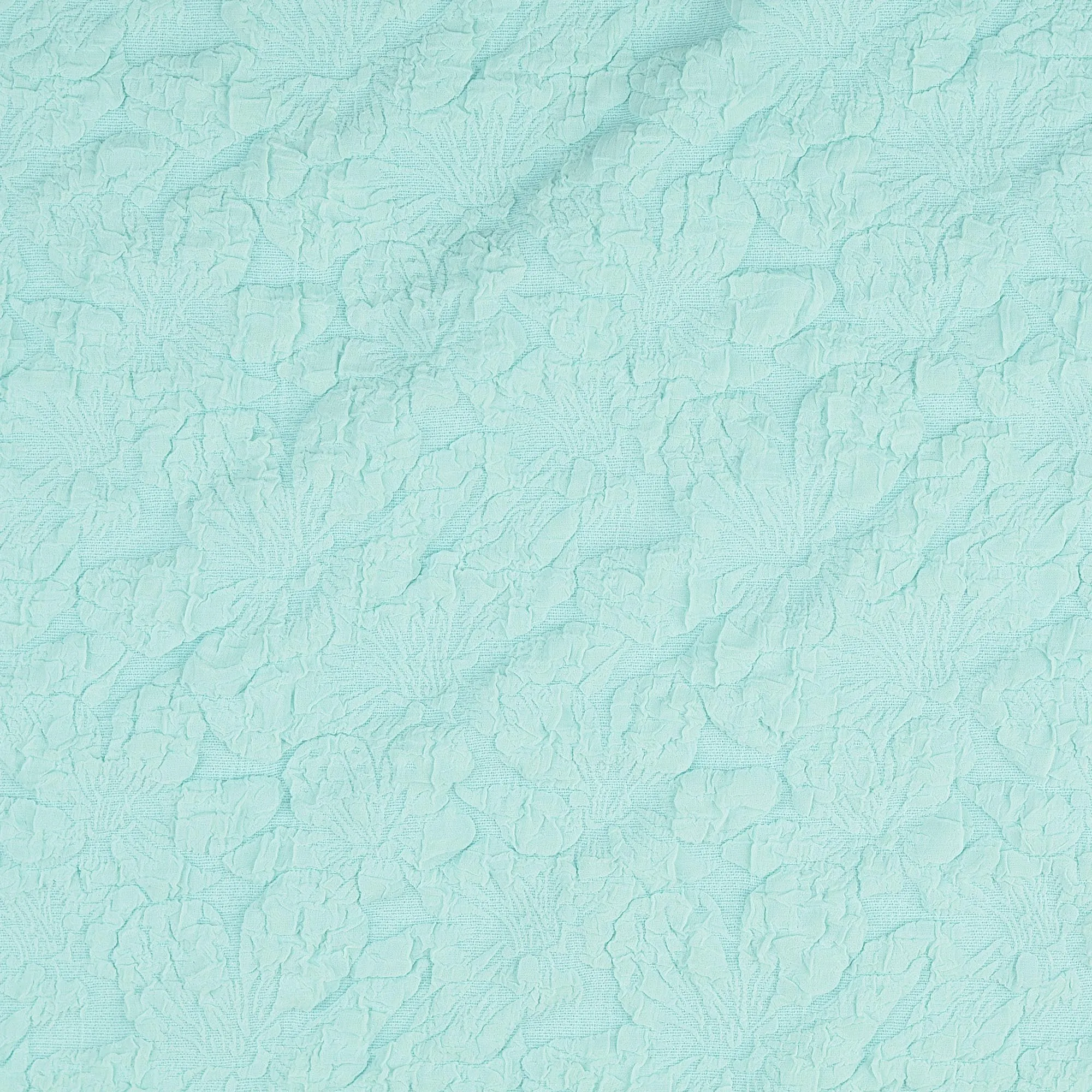 Jacquard reliëf licht turquoise met bloemen