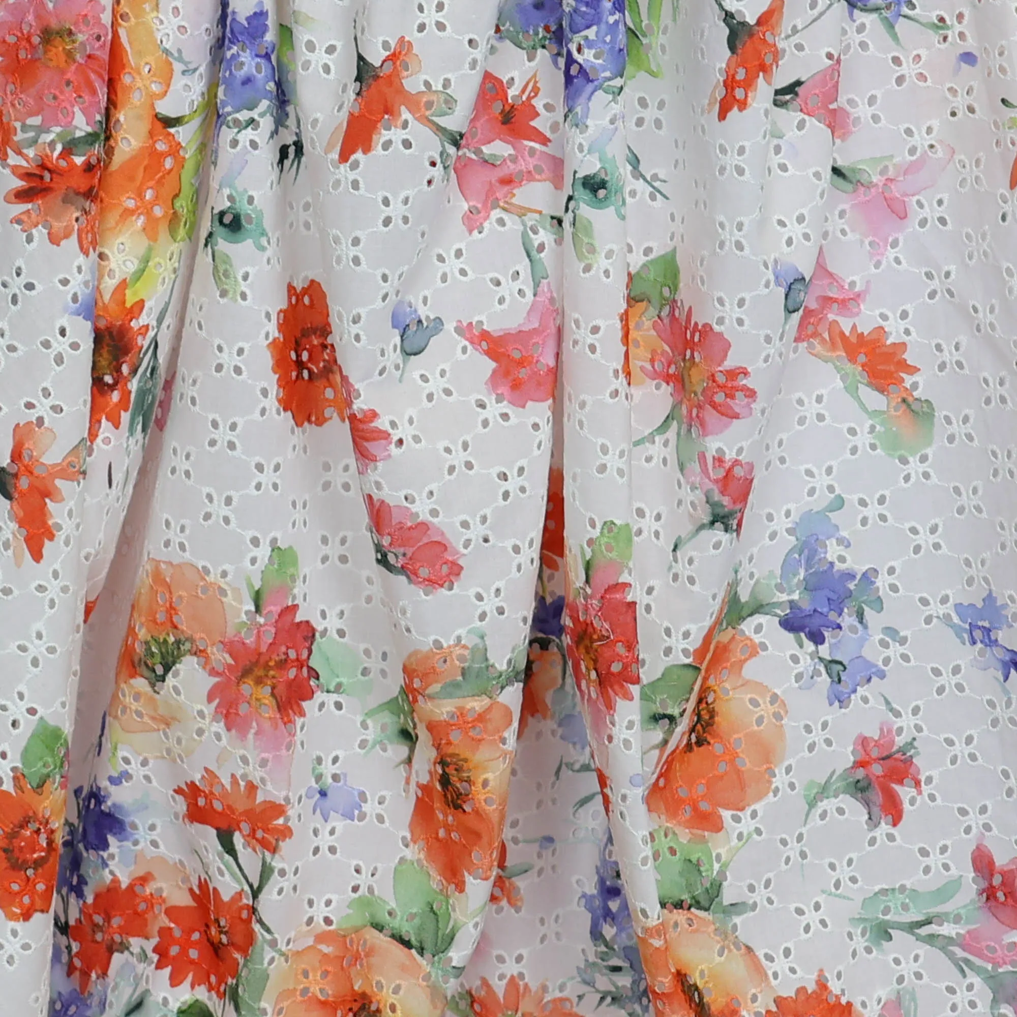 Broderie wit met bloemen - Lorré