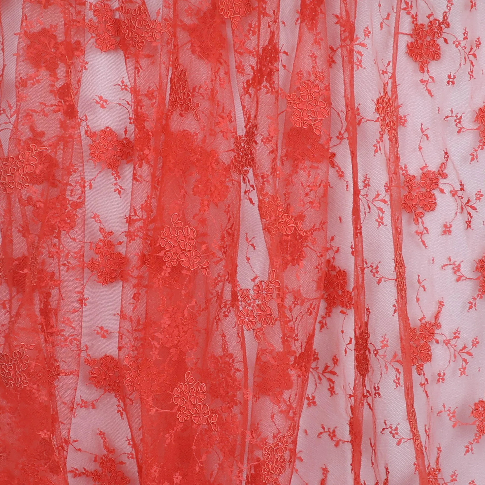 Kant rood met bloemenpatroon - Lorré