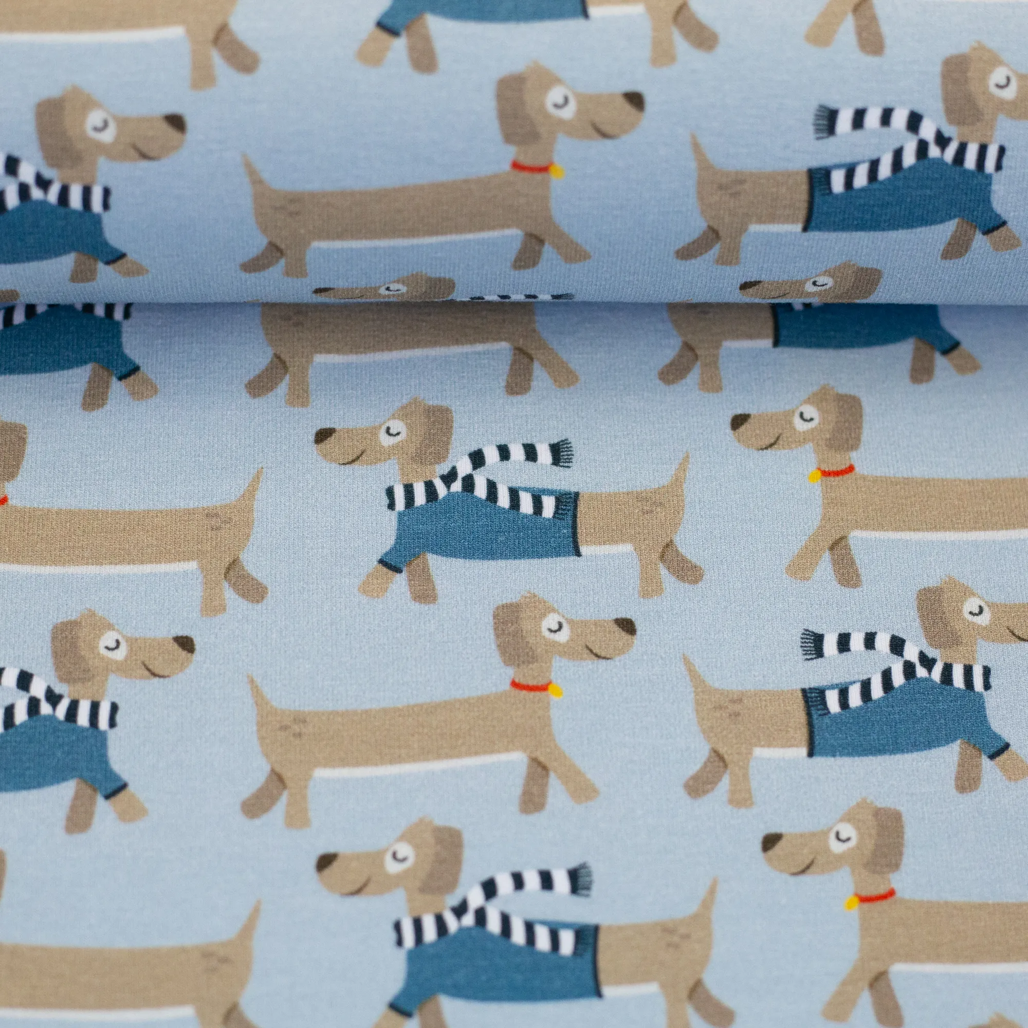 Tricot blauw met honden