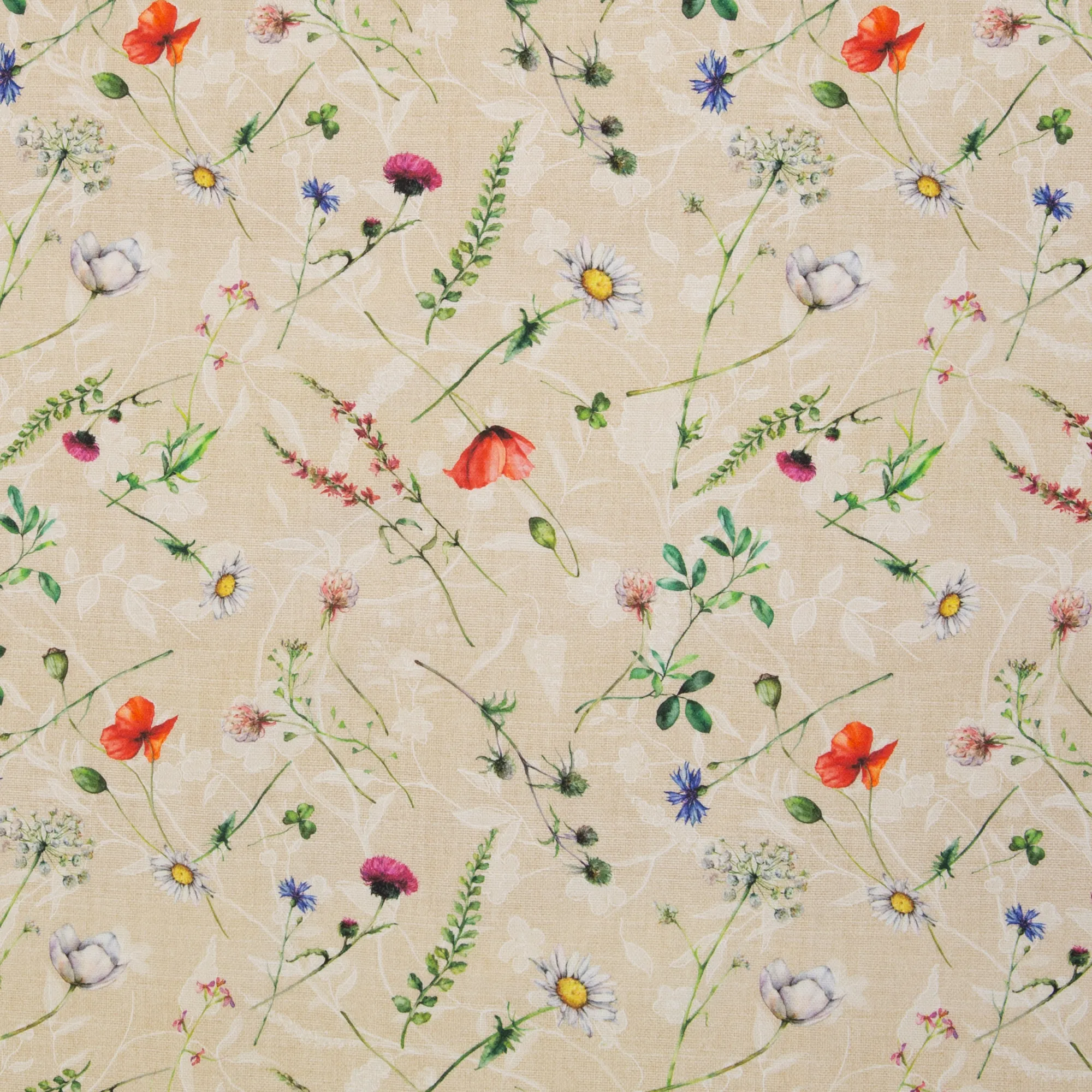 Canvas beige met bloemen