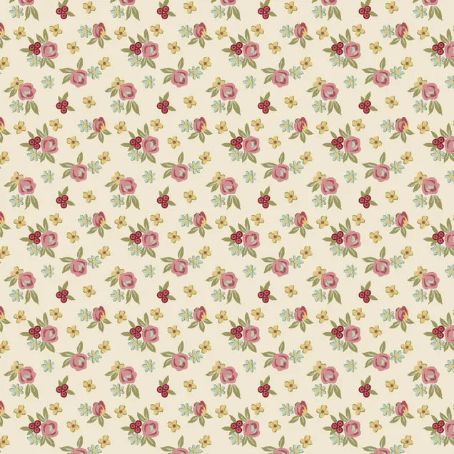 Katoen beige met bloemetjes