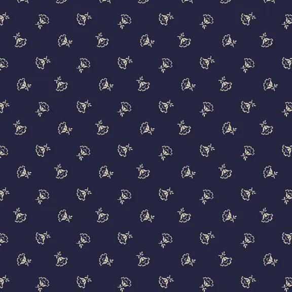 Katoen navy blauw met print