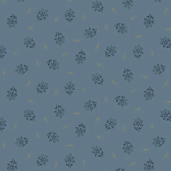 Katoen blauw met print