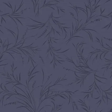 Katoen blauw met glanzende bloemen