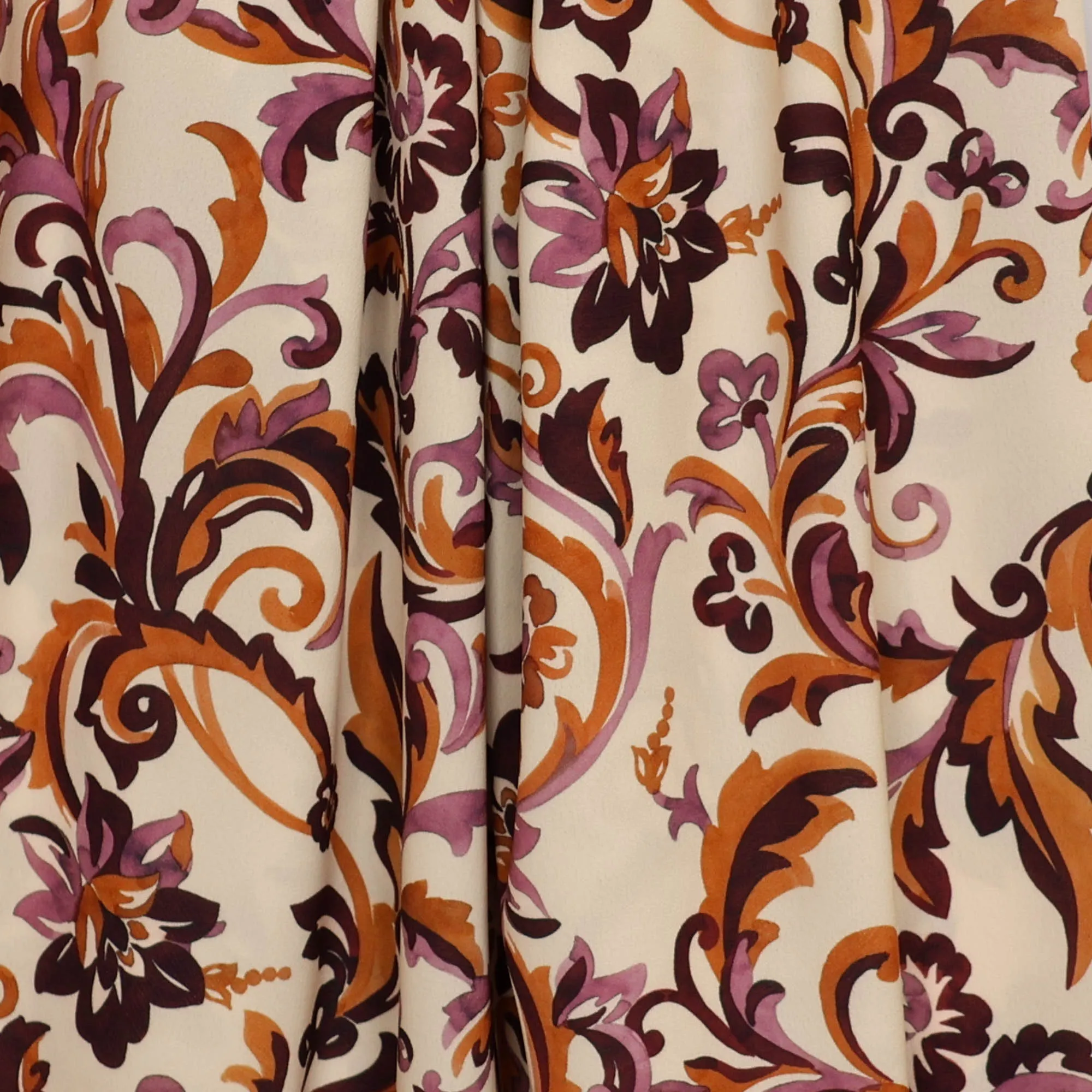 Stretch polyester wit met bloemen - A La Ville