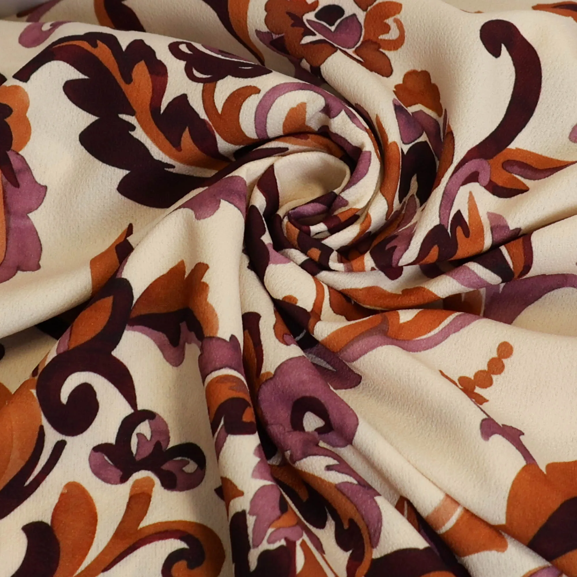 Stretch polyester wit met bloemen - A La Ville