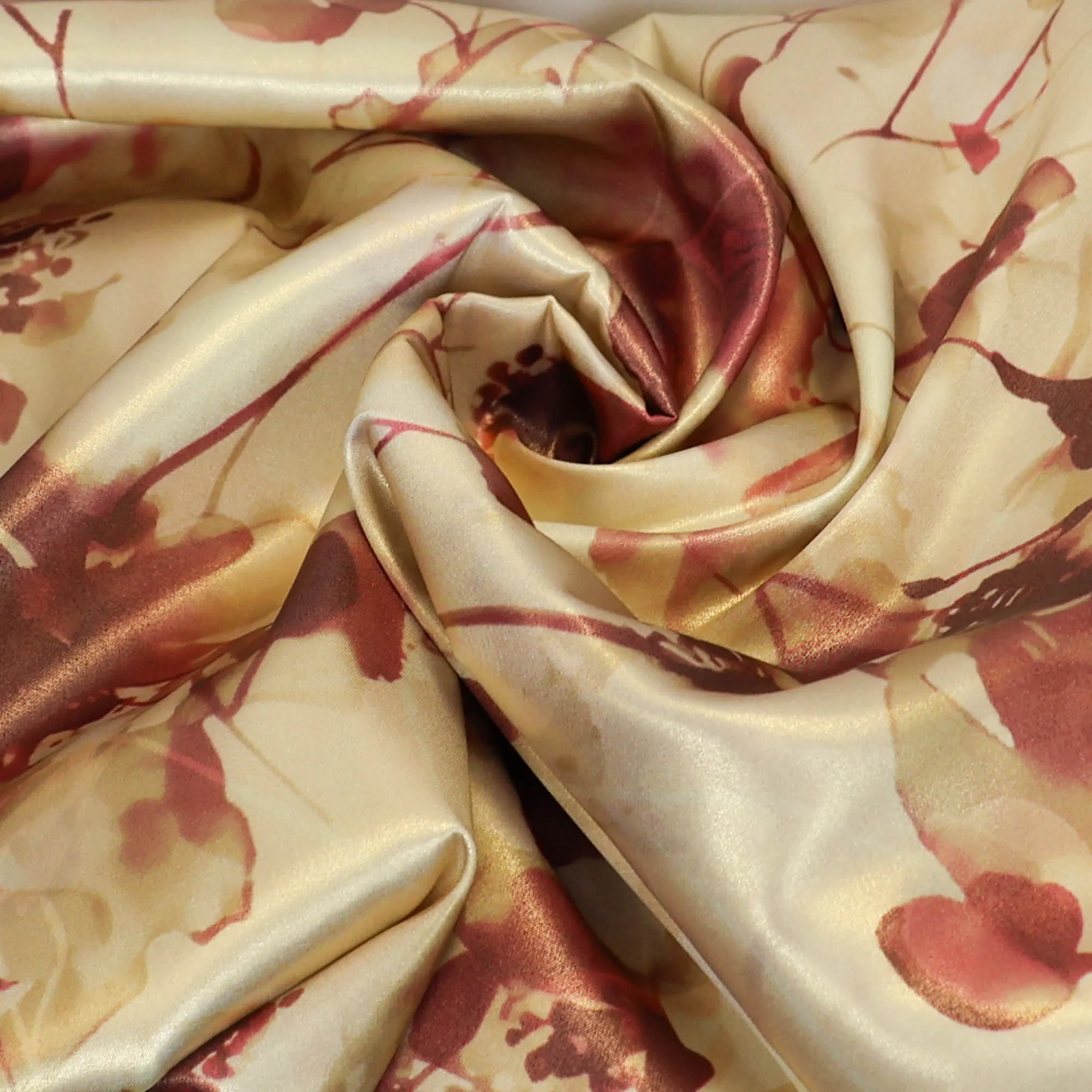 Satijn ecru met bloemen - Knipmode