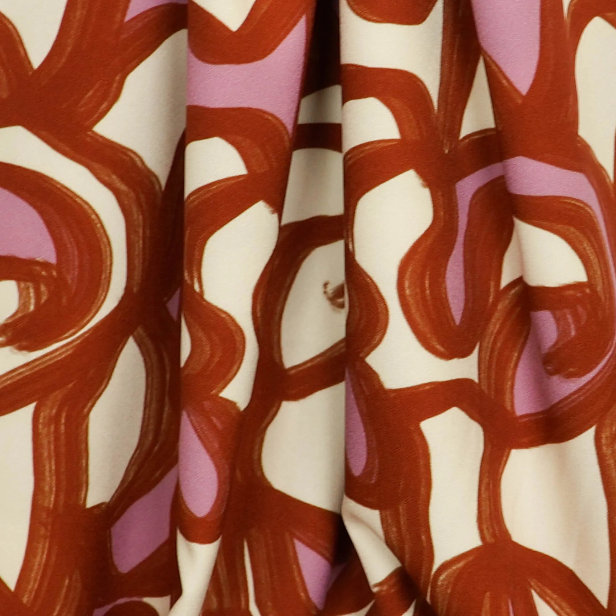 Stretch polyester ecru met gekleurd patroon- Knipmode