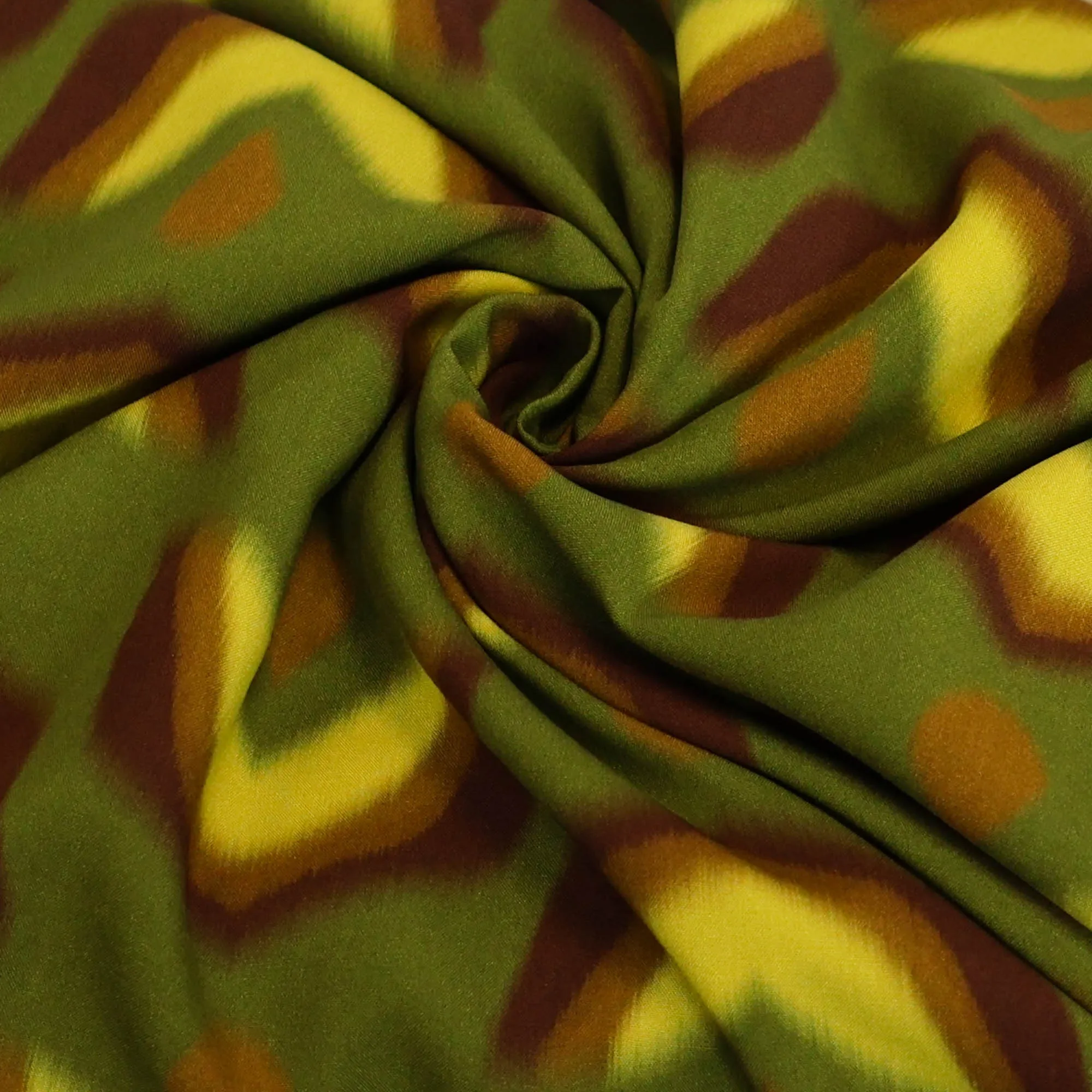 Viscose kaki met patroon - A La Ville