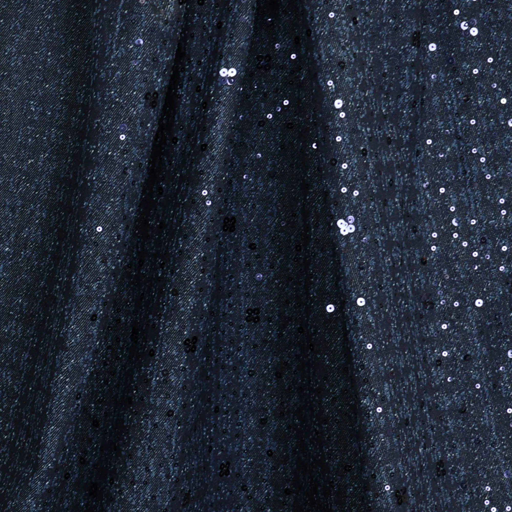 Denim donkerblauw met pailletten - Knipmode