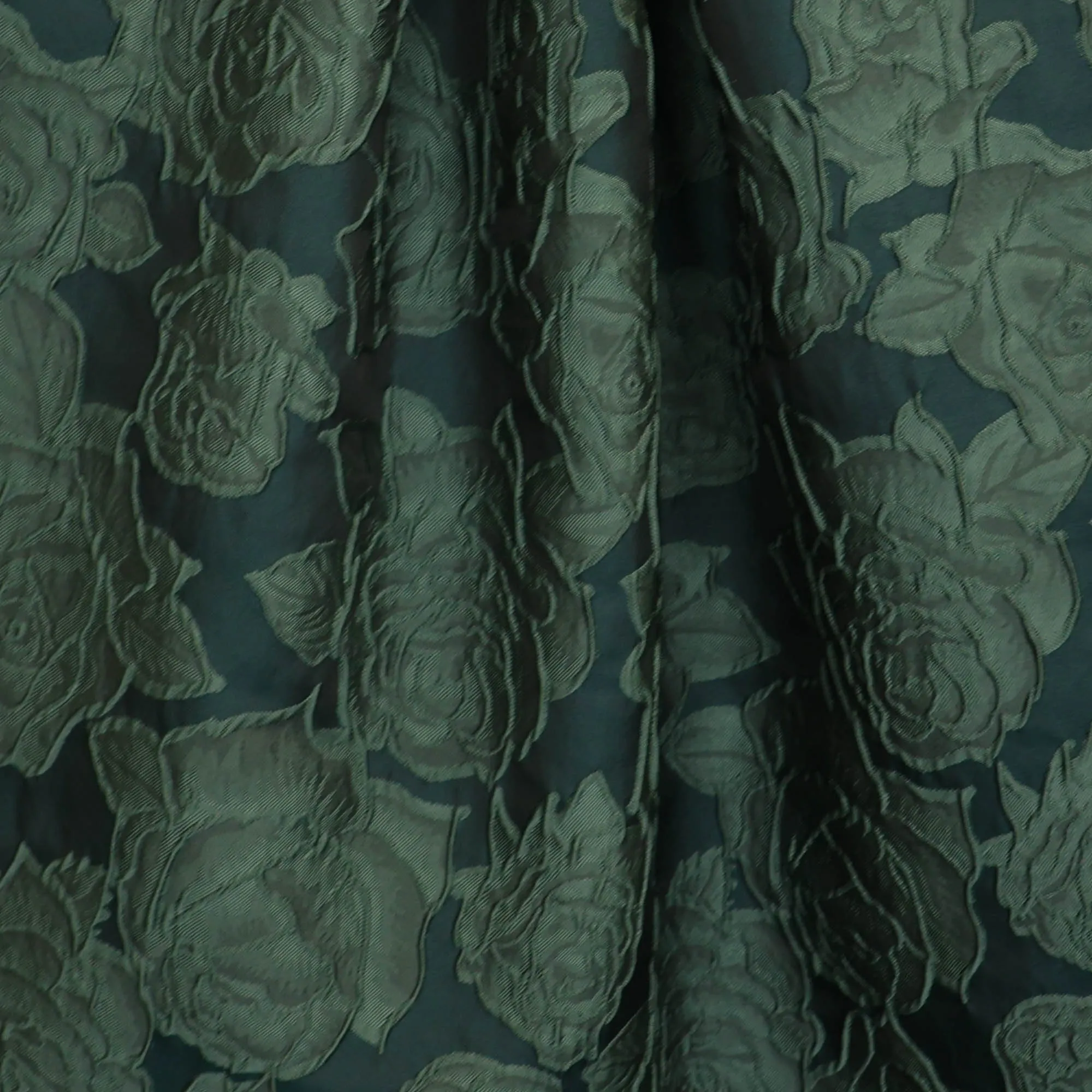 Jacquard petrol met rozen