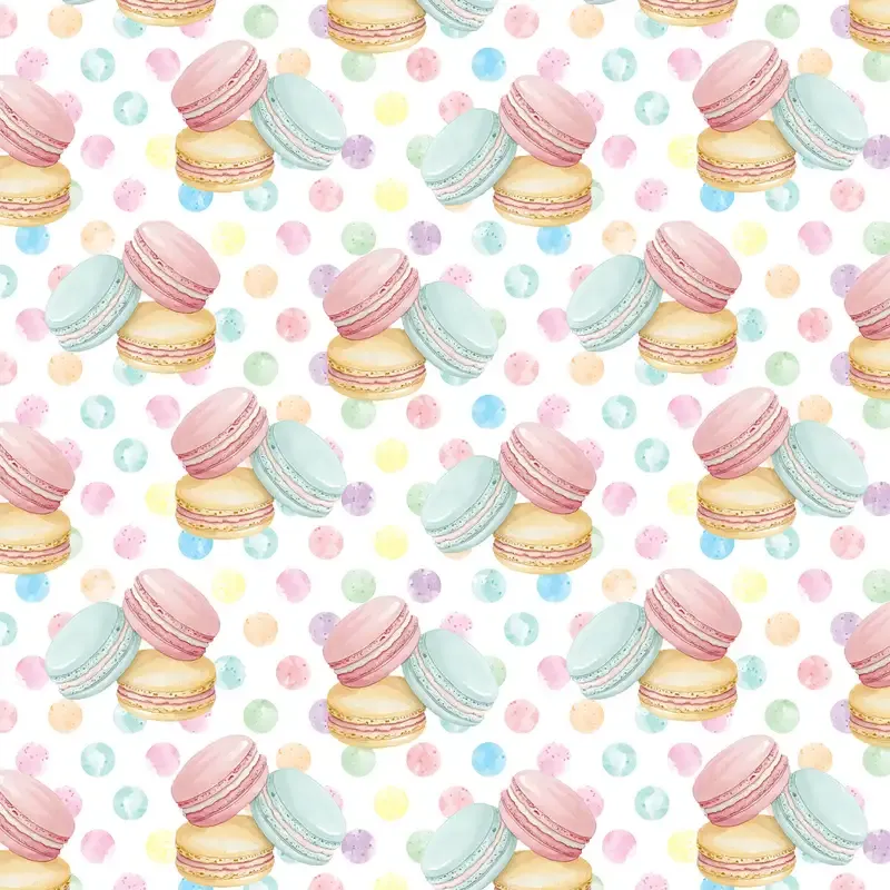 Katoentricot wit met macarons