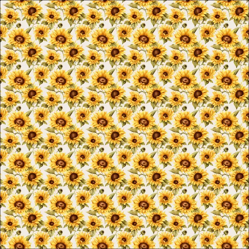 Popeline wit met zonnebloemen
