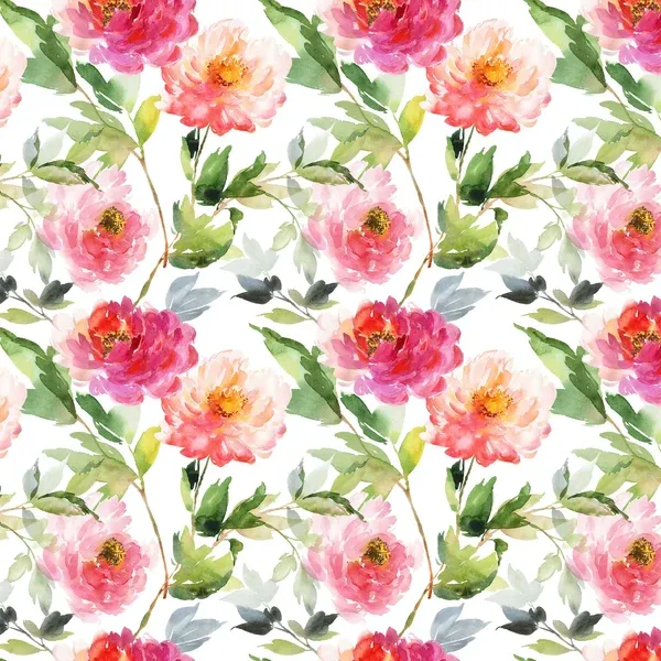 Popeline wit met bloemen