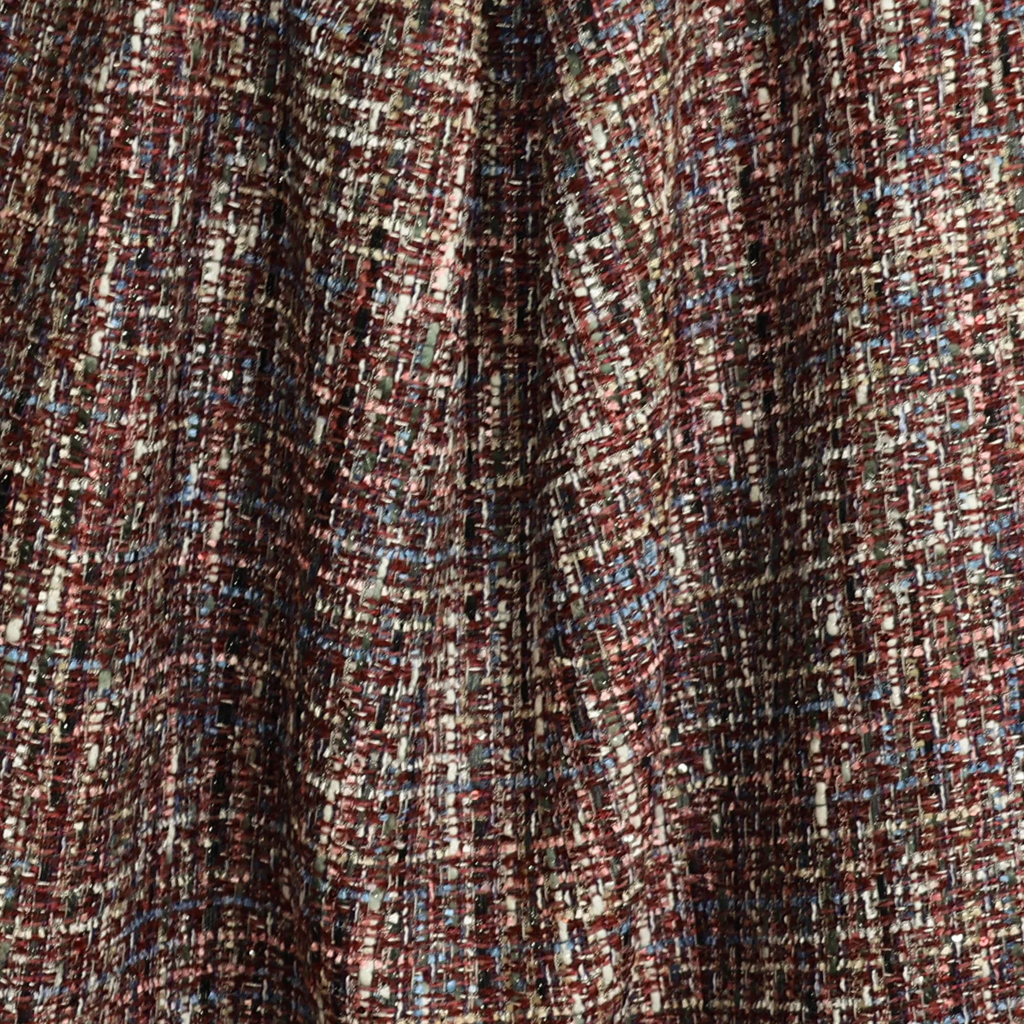 Chanel bouclé bordeaux met gekleurde weving