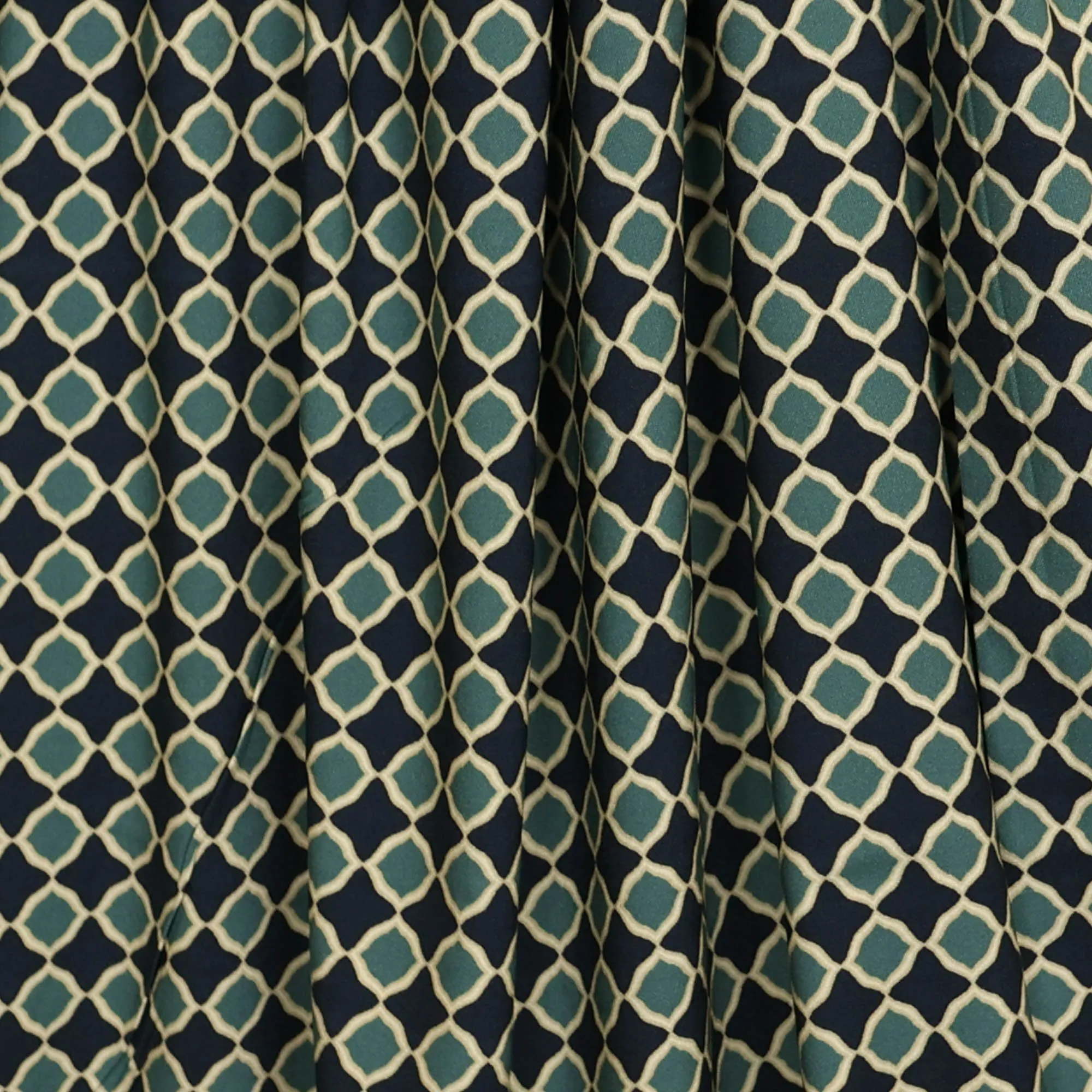 Stretch viscose donkerblauw met cirkelpatroon