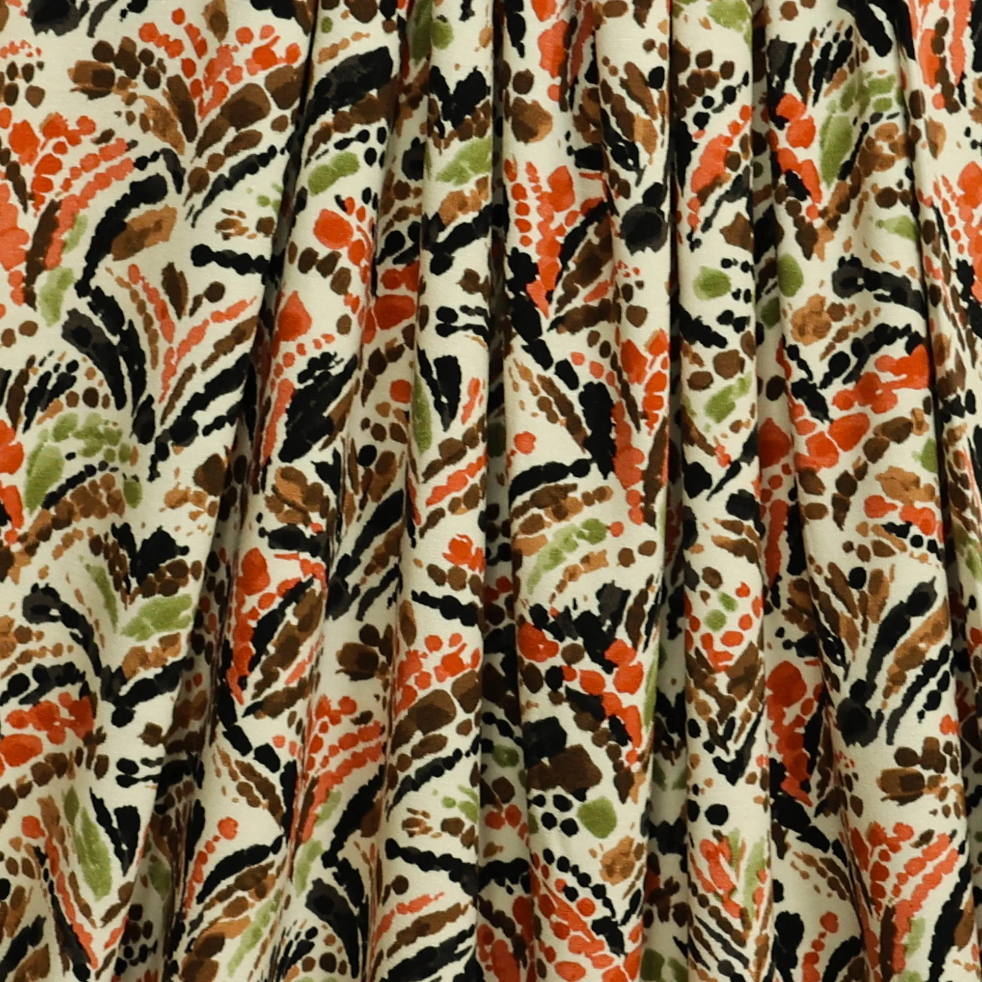 Viscosetricot wit met gekleurde waaiers